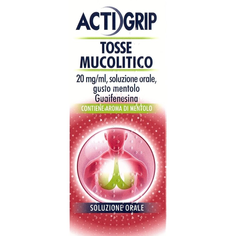 Johnson & Johnson Actigrip Tosse Mucolitico “20mg / Ml, Soluzione Orale, Gusto Mentolo” Guaifenesina