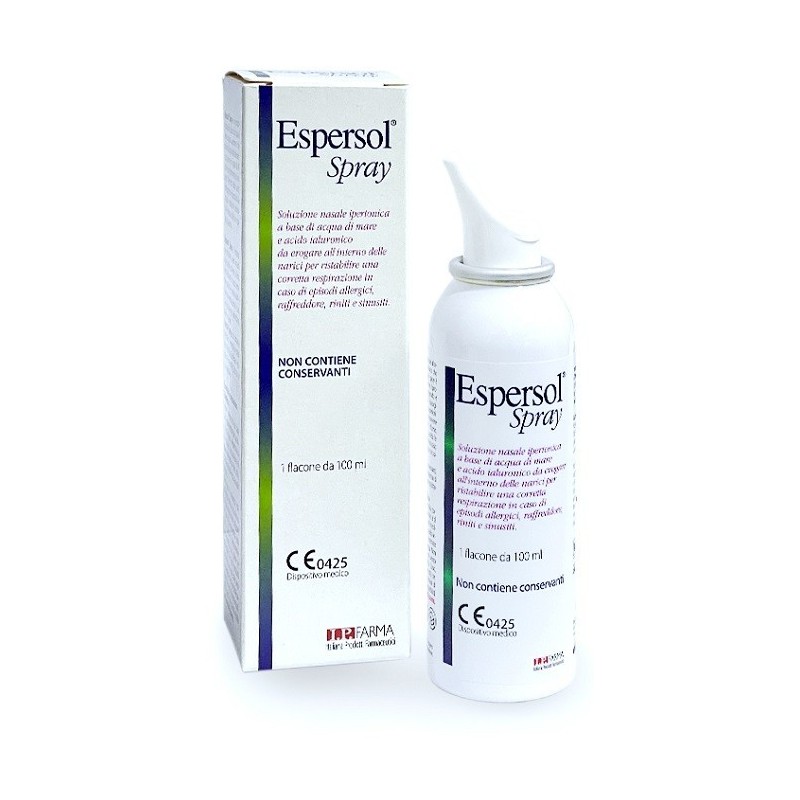 Biodue Soluzione Nasale Espersol Spray Ipertonica A Base Di Acqua Di Mare E Acido Ialuronico 0,02% 100ml