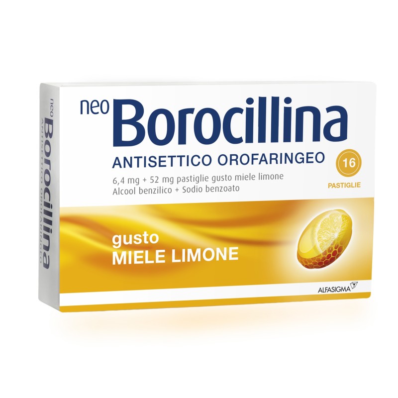 Alfasigma Neo Borocillina Antisettico Orofaringeo 6,4 Mg + 52 Mg Pastiglie Gusto Mentolo Eucaliptolo Neo Borocillina Antisettico