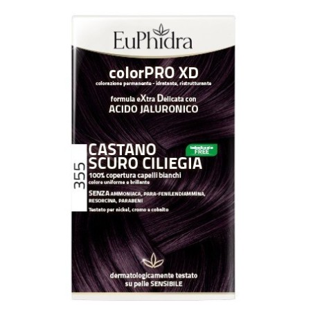 Zeta Farmaceutici Euphidra Colorpro Xd 355 Castano Scuro Ciliegia Gel Colorante Capelli In Flacone + Attivante + Balsamo + Guant