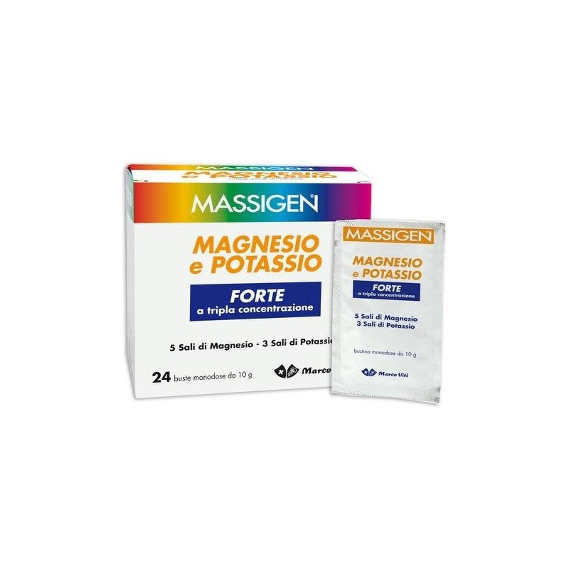 Marco Viti Farmaceutici Massigen Magnesio E Potassio Forte 24 Bustine + 6 Gratis