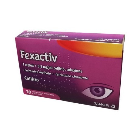 Fexactiv 3 Mg/ml + 0,5 Mg/ml Collirio, Soluzione Feniramina Maleato + Tetrizolina Cloridrato