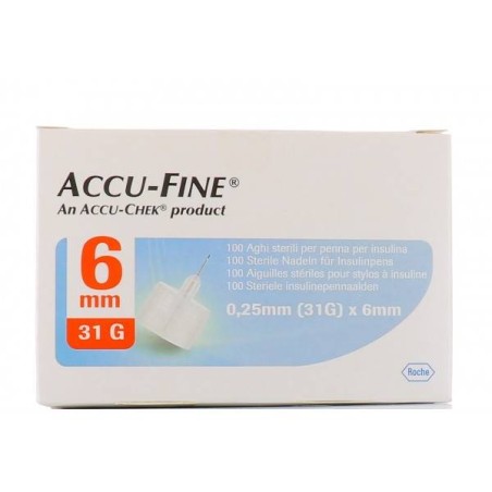 Roche Diabetes Care Italy Ago Per Penna Da Insulina Accu-fine Pen Needle Accu-chek Gauge 31 X 6mm 100 Pezzi