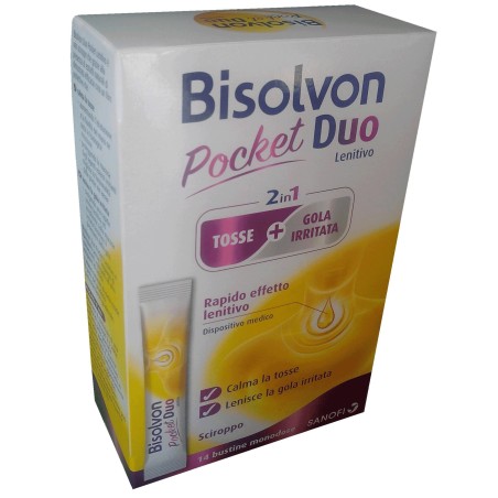 Opella Healthcare Italy Bisolvon Duo Pocket Lenitivo Tosse + Gola Irritata A Base Di Miele E Altea 14 Bustine Monodose 10 Ml