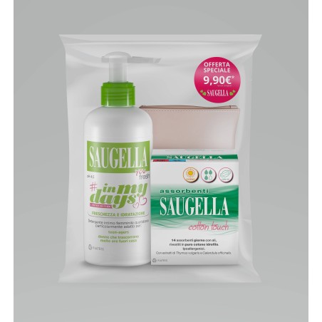 Meda Pharma Saugella In My Days Bundle You Fresh + Assorbenti Giorno 14 Pezzi + Porta Assorbenti