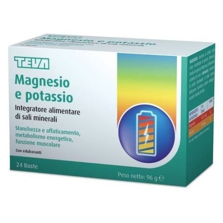 Teva Italia Magnesio Potassio Plus Teva 24 Bustine Senza Zuccheri Aroma Agrumi