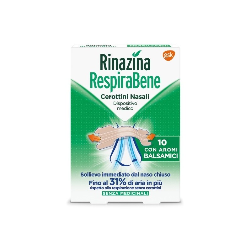 E. Fa. S. Rinazina Respirabene Cerotti Nasali Con Aromi Balsamici Carton 10 Pezzi