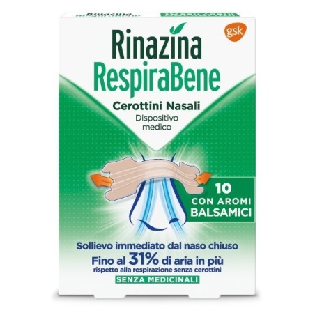 E. Fa. S. Rinazina Respirabene Cerotti Nasali Con Aromi Balsamici Carton 10 Pezzi