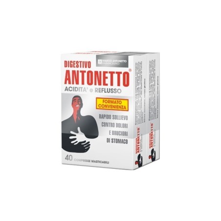 Chiesi Farmaceutici Digestivo Antonetto Acidita' E Reflusso 80 Compresse Masticabili 2 Astucci Da 40 Compresse