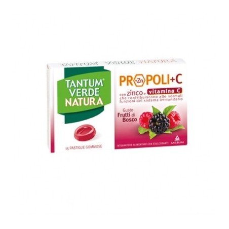 Angelini Tantum Verde Natura Propoli+c Con Zinco E Vitamina C 15 Pastiglie Gommose Gusto Frutti Di Bosco