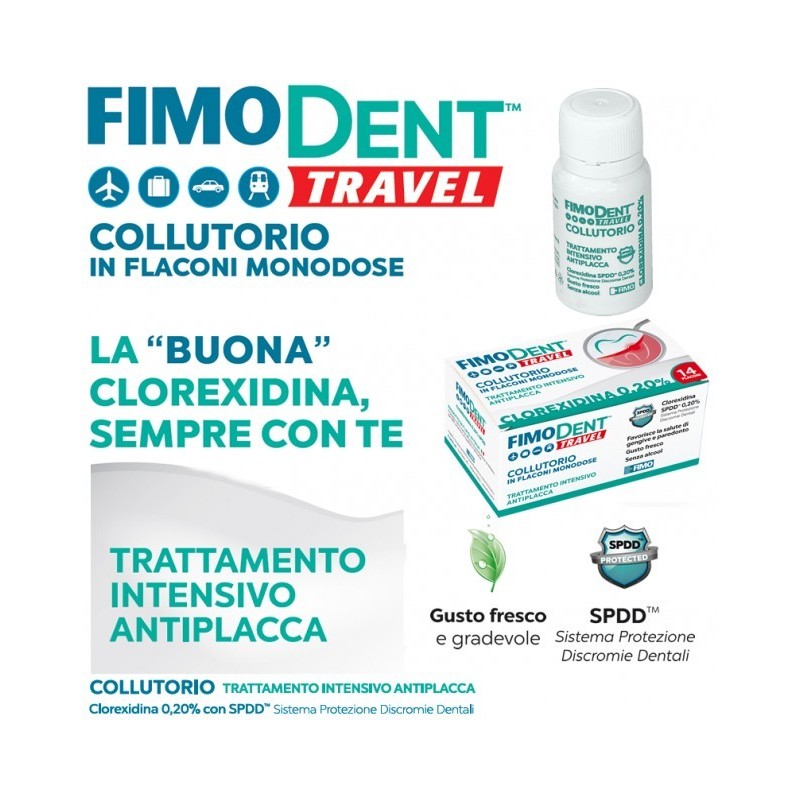 Fimodent Travel Collutorio Clorexidina Spdd 0,20% 14 Flaconcini Monodose 10 Ml