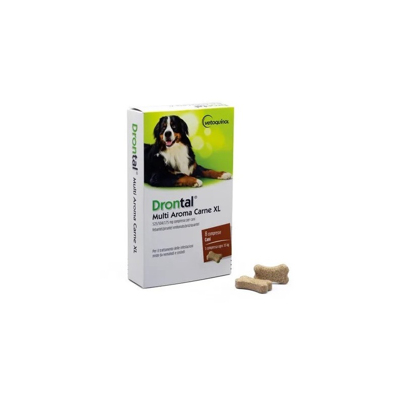 Vetoquinol S. A. Drontal Multi Aroma Carne Xl 525/504/175 Mg Compresse Per Cani