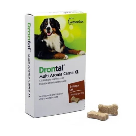 Vetoquinol S. A. Drontal Multi Aroma Carne Xl 525/504/175 Mg Compresse Per Cani