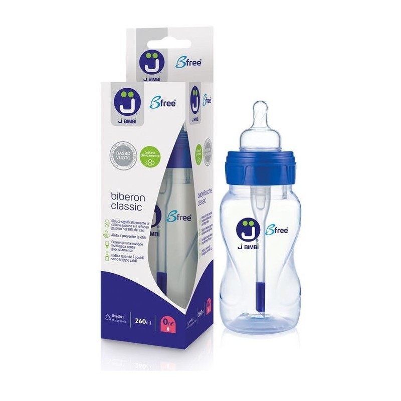 Colpharma J Bimbi B Free Classic 260 Ml Biberon In Pp Con Canula Anticoliche E Tettarella In Silicone