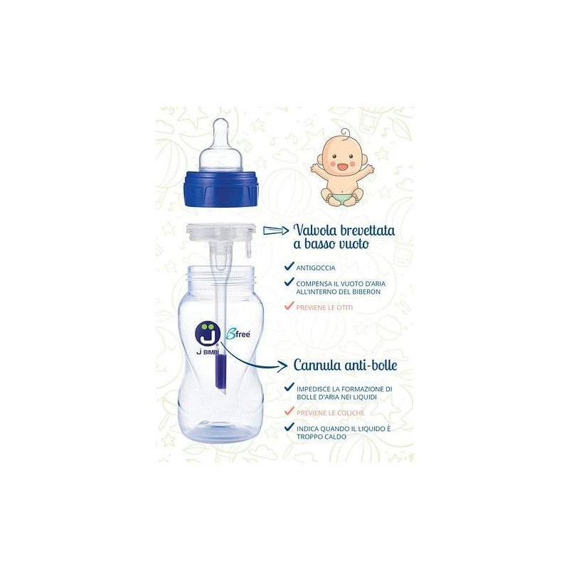 Colpharma J Bimbi B Free Classic 330 Ml Biberon In Pp Con Canula Anticoliche E Tettarella In Silicone