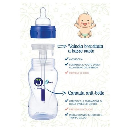 Colpharma J Bimbi B Free Classic 330 Ml Biberon In Pp Con Canula Anticoliche E Tettarella In Silicone