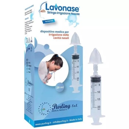 Purling Lavonase Irrigazione Nasale Non Sterile Siringa 20 Ml + Luer-lock Con Cappuccio + Ugello Nasale Con Raccordo Luer-lock +