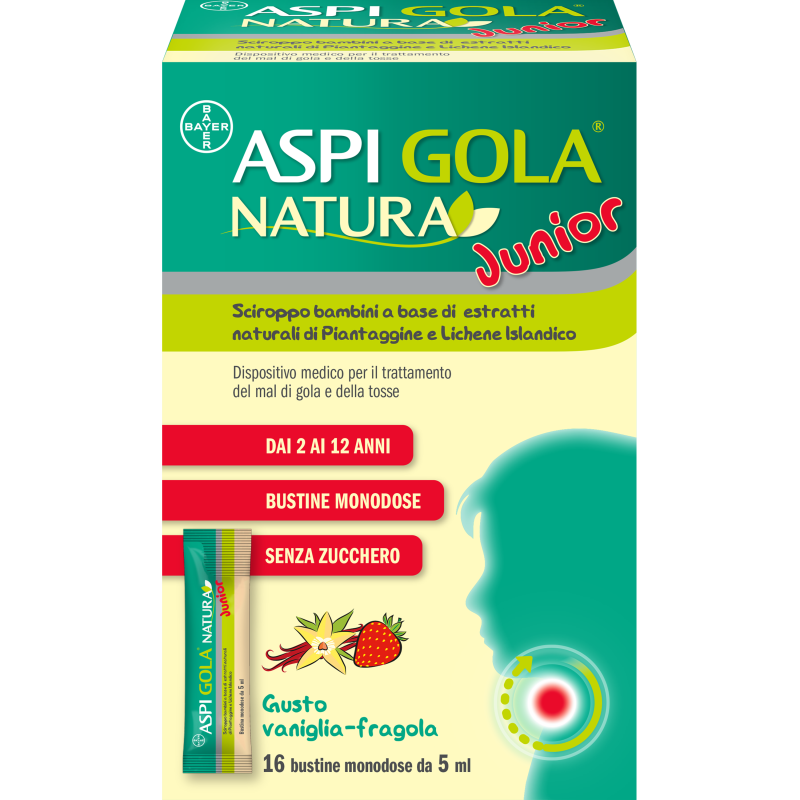 Bayer Aspi Gola Natura Junior 16 Bustine Monodose Da 5 Ml