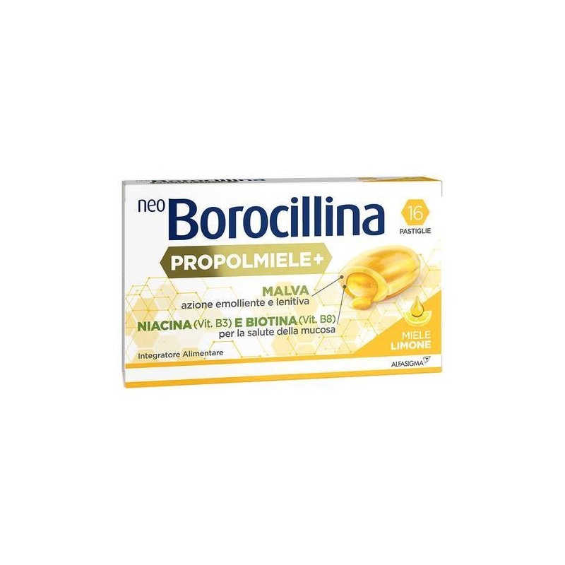 Alfasigma Neoborocillina Propolmiele+ Miele/limone 16 Pastiglie