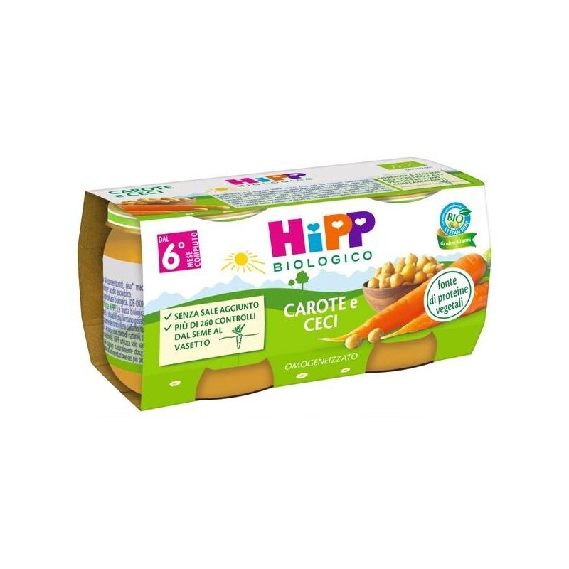 Hipp Italia Hipp Bio Omogeneizzato Carote/ceci 2x80 G