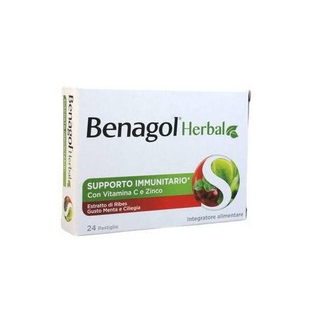 Reckitt Benckiser H. Benagol Herbal Menta E Ciliegia 24 Pastiglie