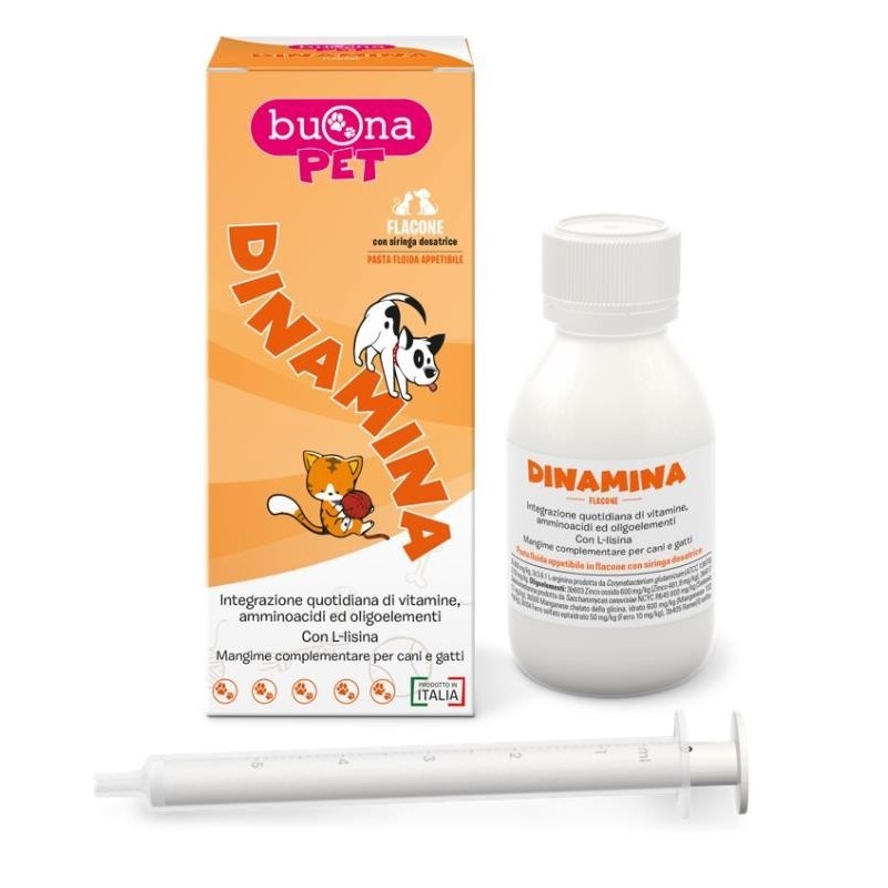 Buona Societa' Benefit Dinamina Mangime Complementare Cani Gatti Flacone Con Siringa Dosatrice In Pasta 60 G Buonapet