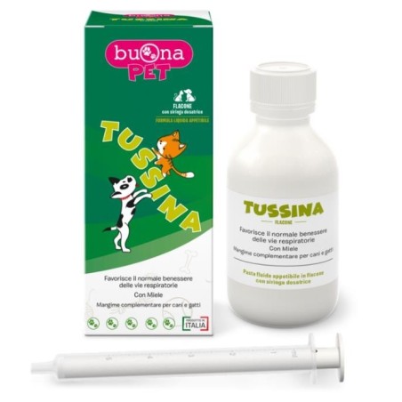 Buona Societa' Benefit Tussina Flacone Mangime Complementare Cani Gatti Con Siringa Dosatrice Forma Liquida 100 G Buonapet