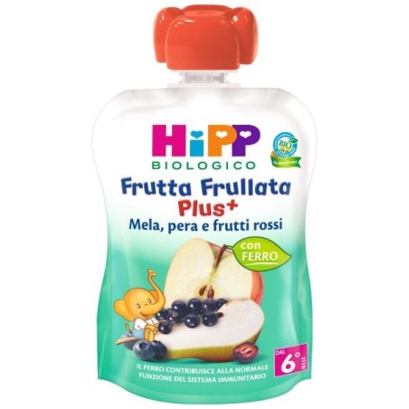 Hipp Italia Hipp Bio Frutta Frullata Plus + Mela Pera Frutti Rossi Con Ferro 90 G