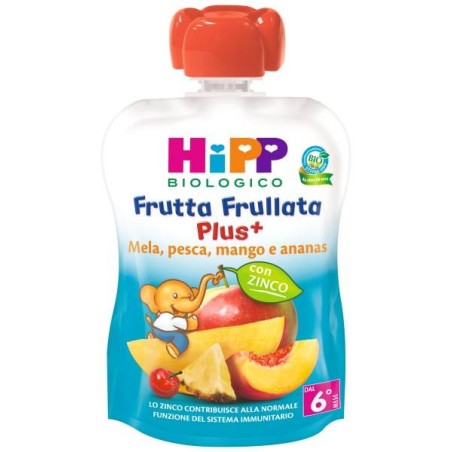 Hipp Italia Hipp Bio Frutta Frullata Plus + Mela Pesca Mango Ananas Con Zinco 90 G