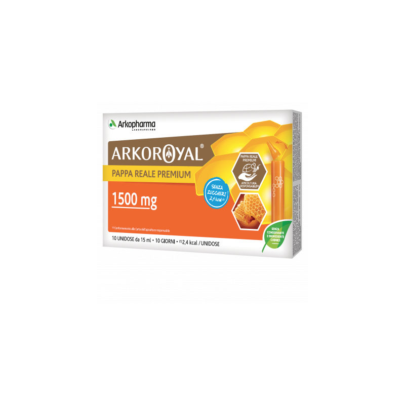 Arkofarm Arkoroyal Pappa Reale 1500mg Senza Zucchero 10 Flaconcini Da 15 Ml