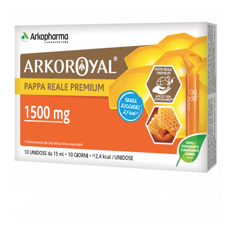 Arkofarm Arkoroyal Pappa Reale 1500mg Senza Zucchero 10 Flaconcini Da 15 Ml