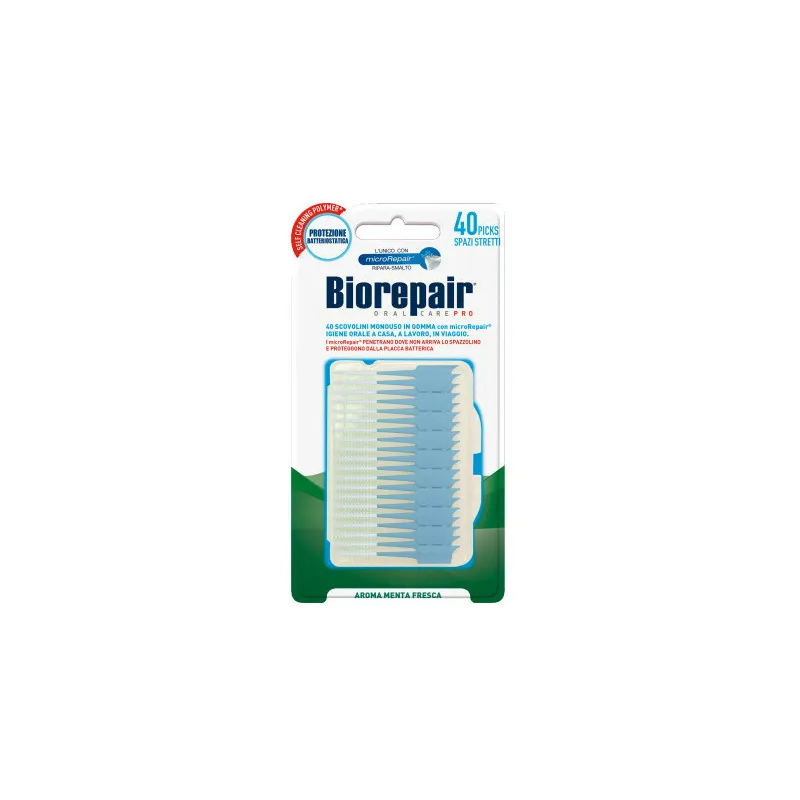 Coswell Biorepair Oral Care Antibatterico Scovolini Monouso In Gomma Spazi Stretti 40 Pezzi