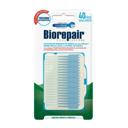 Coswell Biorepair Oral Care Antibatterico Scovolini Monouso In Gomma Spazi Stretti 40 Pezzi