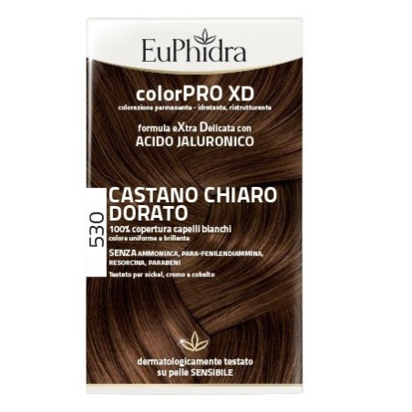 Zeta Farmaceutici Euphidra Colorpro Xd 530 Castano Chiaro Dorato Gel Colorante Capelli In Flacone + Attivante + Balsamo + Guanti