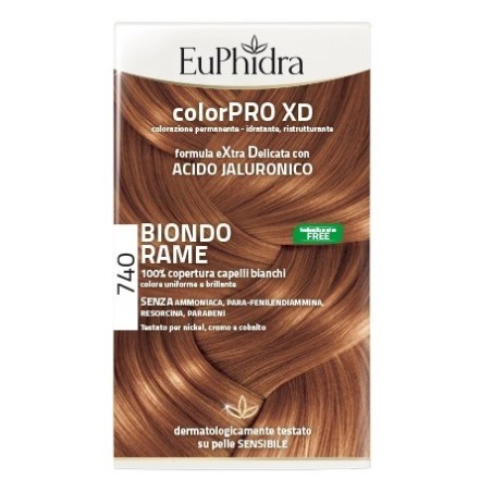 Zeta Farmaceutici Euphidra Colorpro Xd 740 Biondo Rame Gel Colorante Capelli In Flacone + Attivante + Balsamo + Guanti