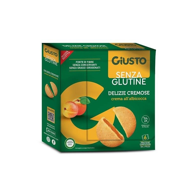 Farmafood Giusto Senza Glutine Delizie Cremose Albicocca 6 Confezioni Da 30 G