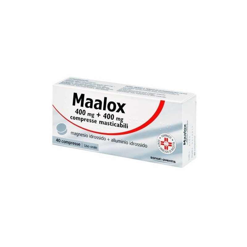 Opella Healthcare Italy Maalox 400 Mg + 400 Mg Compresse Masticabili Magnesio Idrossido + Alluminio Ossido, Idrato