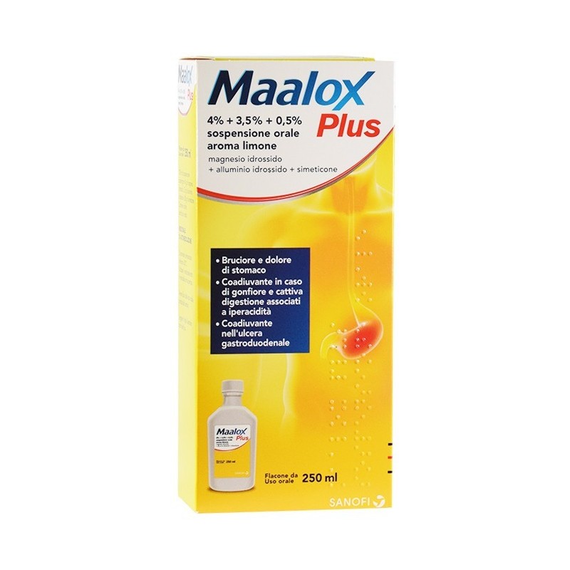 Opella Healthcare Italy Maalox Plus 4% + 3,5% + 0,5% Sospensione Orale Aroma Limone Magnesio Idrossido + Alluminio Idrossido + S