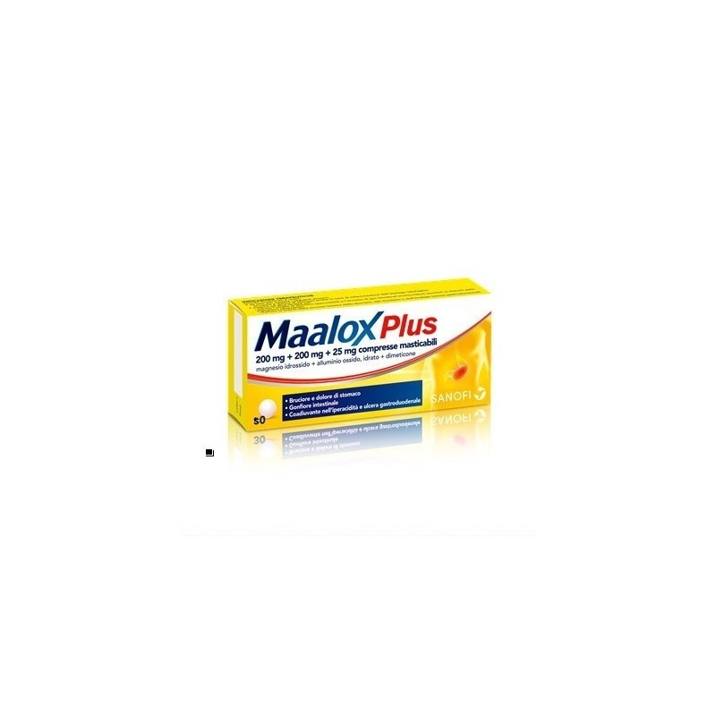 Opella Healthcare Italy Maalox Plus 200 Mg + 200 Mg + 25 Mg Compresse Masticabili Magnesio Idrossido + Alluminio Ossido, Idrato 