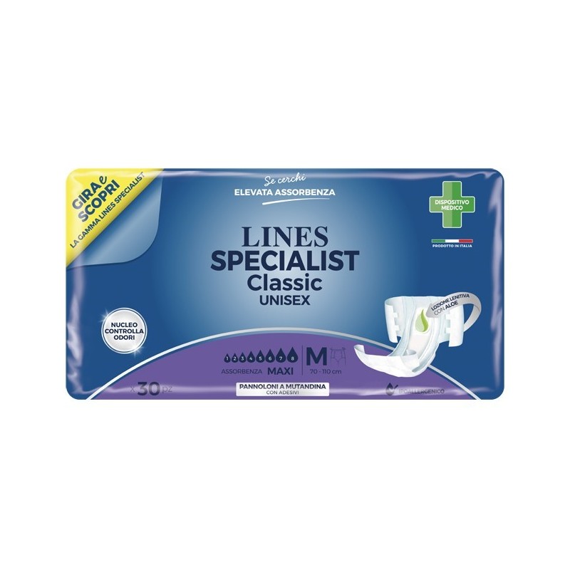 Fater Pannolone A Mutandina Lines Specialist Classic Maxi Misura Media 30 Pezzi