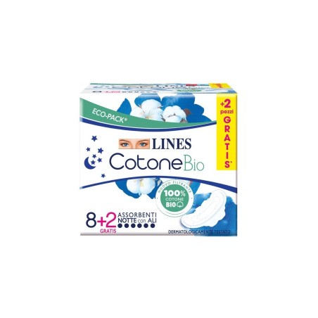 Fater Lines Cotone Bio Ultra Notte 8+2 Pezzi