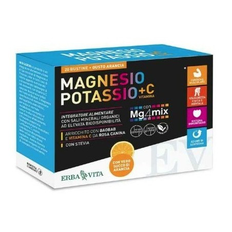 Erba Vita Group Magnesio Potassio +c Vitamina Gusto Arancia 20 Bustine Da 3,8 G