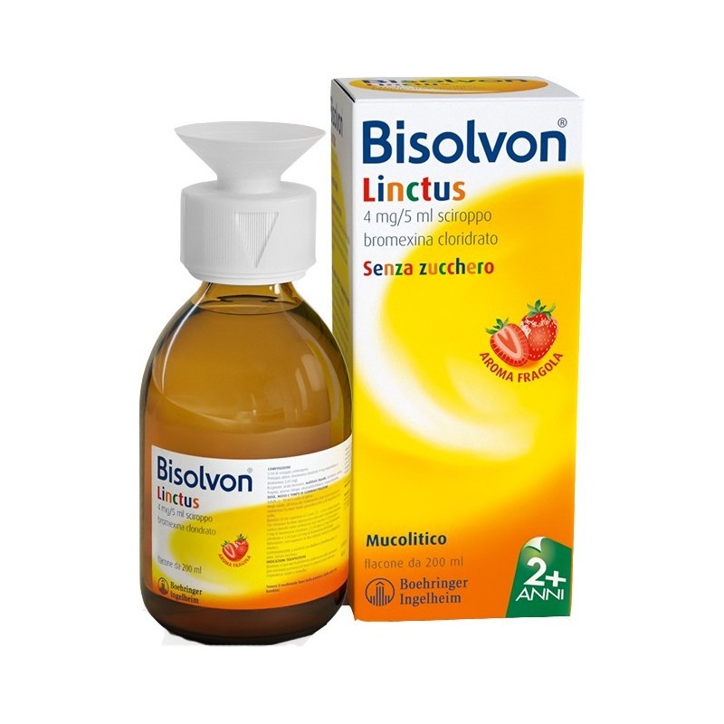 Bisolvon Linctus 4 Mg/5 Ml Sciroppo - Gusto Fragola Bromexina Cloridrato