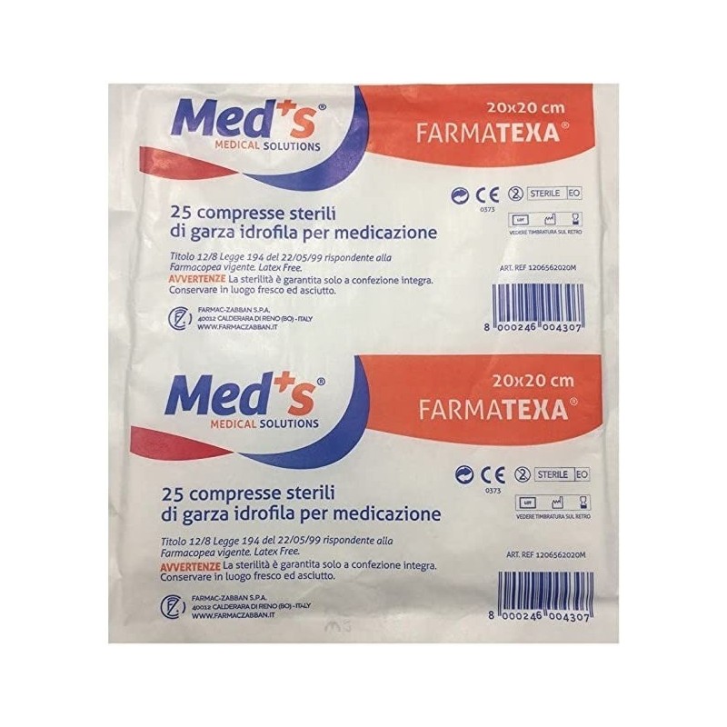 Farmac-zabban Garza Compressa Idrofila Meds Farmatexa 12/8 20x20cm 25 Pezzi