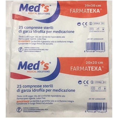 Farmac-zabban Garza Compressa Idrofila Meds Farmatexa 12/8 20x20cm 25 Pezzi