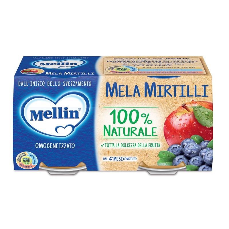 Danone Nutricia Soc. Ben. Mellin Omogeneizzato Mela Mirtillo 100 G 2 Pezzi