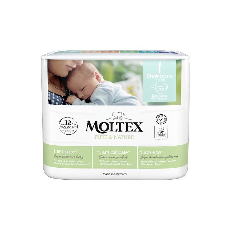 Ontex Pannolini Moltex Pure & Nature New Born 2-5 Kg Taglia 1 22 Pezzi