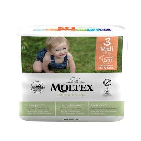 Ontex Pannolini Moltex Pure & Nature Midi 4-9 Kg Taglia 3 33 Pezzi