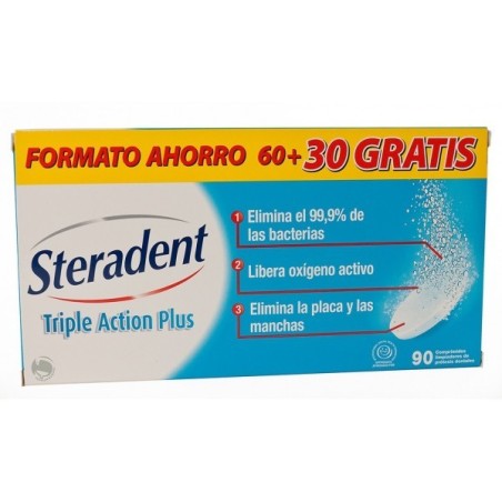 Reckitt Benckiser H. Steradent Triple Action Plus 90 Compresse Pulenti