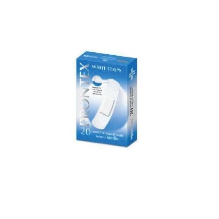 Safety Cerotto Prontex White Strips In Tessuto Non Tessuto Bianco Sterile Scatola 20 Cerotti Medi